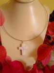 Howlite Natural Cross Choker SQ137