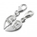 C225-C12912 - 925 Sterling Silver Best Friends Heart Dangle Charms For Bracelet