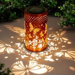 Butterfly Solar Lanterns Outdoor Hanging Hollowed-out Metal Waterproof LED Garden Decor Light For Patio Yard Pathway Lawn Front