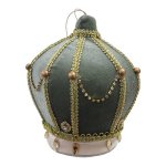 Velvet Crown Christmas Ornament Gold Trim 17CM