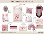 Cot Duvet Bedding Swan Flower Maroon And Pink Set