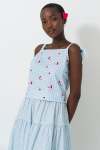 Shoulder Tie Top - 16 Blue