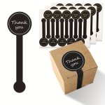 100PCS 200PCS Black Thank You Long Sealing Stickers Pudding Bottle Stickers Bakery Box Labels Stickers For Bakery Handmade Produ