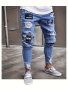 Men's Ripped Skinny Denim Pants With Chicken Letters Print Outdoor Daily Life Trend Casual Jeans