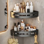 2 Layers Bathroom Storage Rack Corner Shower Organizer Punch-free Corner Shelf Wall Mounted Storage Rack