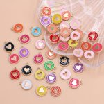 20PCS Mix Lot Golden Enamel Heart Charms For Jewelry Making Necklace Bracelet Earrings Diy Handmade Craft Valentine's Day 12MM