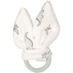 Babes & Kids Little Acorn Dinosaurs Silicone Teether Grey Or White - White Fleece