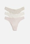 3-PACK Cotton Thong Briefs - Light Beige Marl & Powder Pink