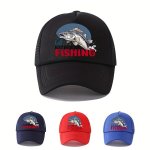 Cool Hippie Curved Brim Baseball Cap I'd Rather Be Fishing Print Breathable Mesh Trucker Hat Snapback Hat For Casual Leisure Out