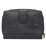 Bossi Mopane Small Leather Purse With Zip Coin Pouch & Tab - Black