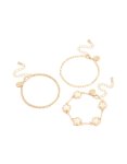 Goldair Gold Flower & Chain Bracelets 3-PACK