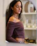 Fold Off The Shoulder - Black Rib M-l