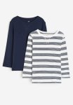 2 Pack Long-sleeved T-shirts - White Striped