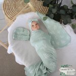 Wrap Set Swaddle Set Sage Green Leaf Set