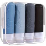4 Pieces Travel Bottles Set Refillable Soft Leak Proof Silicone Containers Jars