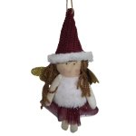 Hanging Fabric Angel Christmas Decoration Red & White
