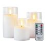 3 Pieces Glass Battery Operated LED Flameless Candles With Remote And Timer