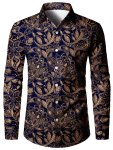 Retro Floral Pattern Pattern Men's Shirt Top Turn-down Collar Long Sleeve Closure Male Casual Shirt For Men Daily Vacation Stree