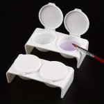 1PC Double Cup Plastics Nail Art Cup Bowl Soaking Dish Dappen Dish With Lids For Mixing Acrylic Powder Liquid White Nail Art Too
