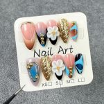 Handmade Press On Nails Almond Homemade Press On Nails French Tip With 3D Design Fake Nail Art For Women M
