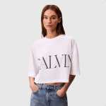 Calvin Klein Cropped Graphic T-Shirt Blush - XXXL Pink