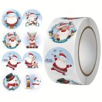 1 VOLUME 500 Stickers Cartoon Christmas Theme Gift Label Self-adhesive Stickers Praise Reward Stickers