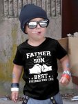 Father & Son Print Boy's Short Sleeve T-Shirt Casual Crew Neck Pullover Top Kids Summer Clothing
