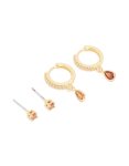 Goldair Gold Plated Brass Garnet Cubic Zirconia January Birthstone Earrings 2-PACK