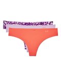 Women's Ua Pure Stretch Thong 3-PACK Underwear - Purple LG