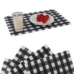Jsenvpon Buffalo Plastic Check Plaid Placemats Wipeable Easy Clean Washable Table Mats For Dining Table Heat Resistant Placemat