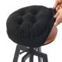 Buyue Round Bar Stool Seat Cushion DIA.12 Luxury Fashion Jacquard With Anti-skid Silicone Bar Stool Cushion Padded Black S 1 Count