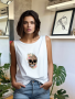 Floral Skull Vest - White - Medium