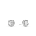 Sterling Silver Cubic Zirconia Pav Cushion Framed Stud Earrings