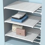 Clutter-free" Adjustable Expanding Tension Shelf - Wall-mounted Storage Rack For Closet & Wardrobe Organization Durable Plastic