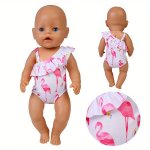 Flamingo Print One-piece Swimsuit For Newborn Doll 17-18 Inches Compatible With 43-45CM Dolls Ideal For Ages 3-6 And 14+ Years -