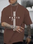 Paris Creative Stylish Pattern Men's Round Crew Neck Short Sleeve Simple Style Tee Fashion Regular Fit T-Shirt Casual Comfy Top