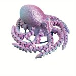 1PC 3D Printed Colorful Octopus Figurine With Jointed Body For Bookshelf Living Room Office Cabinet Tabletop Entryway Decor Room