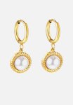 Classic Pearl Drop And Hoop Earring - Gold & White