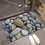 Stone Print Non-slip Bathroom Mat - Soft Polyester Rubber Backed Perfect For Shower & Bathtub Area Home Decor