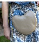 Genuine Leather Heart Shaped Bag - Beige Free