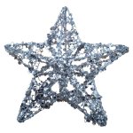 Wire Frame Star Christmas Decoration Silver 20CM