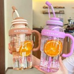 Portable Handle Cup With Leakproof Straw - Black & Pink