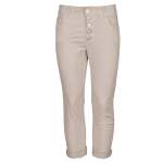 Diamante Star Button Capri Pants - Beige XL