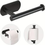 1 PC Self-adhesive Toilet Paper Roll Holder - SUS304 Stainless Steel Metal Rustproof Wall-mounted Design For Bathroom & Kitchen 