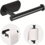 1 PC Self-adhesive Toilet Paper Roll Holder - SUS304 Stainless Steel Metal Rustproof Wall-mounted Design For Bathroom & Kitchen - Easy Installation No Drilling Needed - Black