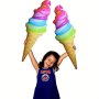 1pc Water Park Vacation Artificial Ice Cream Photo Props PVC Inflatable Ice Cream Cone Party Supplies Party Decor Birthday Decor Birthday Supplies Pool Supplies