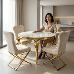 Modern 4-SEATER Luxury Round Dining Table Set
