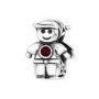 C37-C9519 - 925 Sterling Silver Boy European Charm Bead - Red Garnet Cz