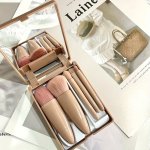 5PCS Portable MINI Makeup Brush Set With Mirror & Case - Soft Synthetic Bristles For Powder Blush Eyeshadow Fragrance-free Beaut