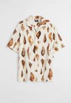 Relaxed Fit Patterned Resort Shirt - Natural White shells